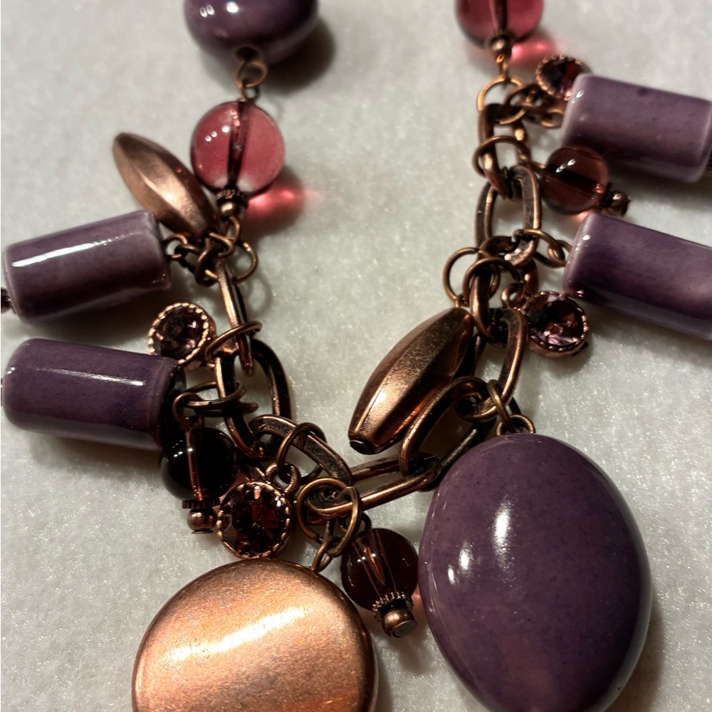 Elegant Purple and Copper Women's Necklace and Earring Set by Katherine K